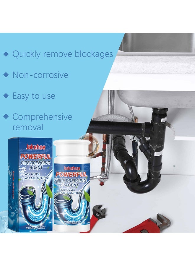 Jakehoe مزيل الروائح الكريهة الأنابيب المانع ، مزيل انسداد الصرف ونظافة ، مرحاض ، مطبخ ، عامل تنظيف استنزاف الحمام ، منظف مجاري سريع الانسداد ، مناسب للاستخدام ، سريع الفك 150 جرام - Image 2